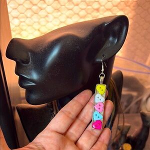 Pink Pastel Mini Heart Button Earrings